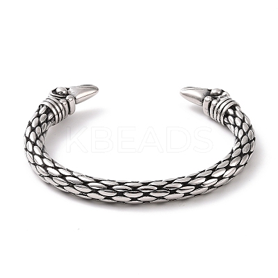 304 Stainless Steel Bird Open Cuff Bangle for Men Women BJEW-M230-08AS-1