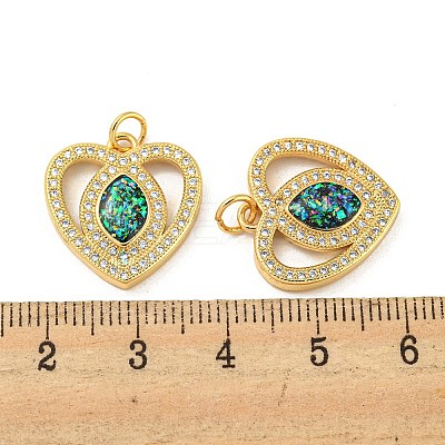 Valentine's Day Brass Micro Pave Cubic Zirconia with Synthetic Opal Pendants KK-D096-02F-G-1