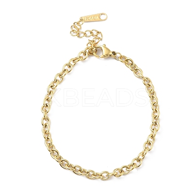 Ion Plating(IP) 304 Stainless Steel Cable Chain Bracelets for Men Women BJEW-M293-04G-1