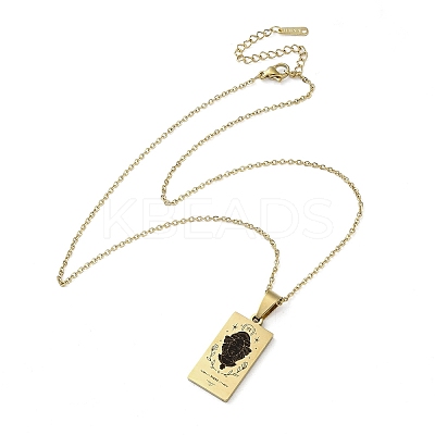 304 Stainless Steel Black Enamel Rectangle with Constellation Pendant Necklaces NJEW-I128-01L-1