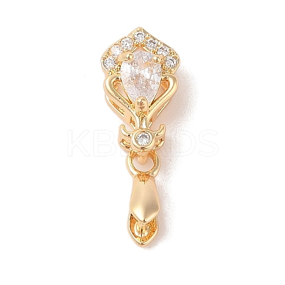 Golden Brass Micro Pave Clear Cubic Zirconia Ice Pick Pinch Bails KK-B100-049G-1
