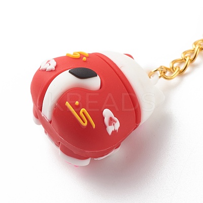 PVC Plastic Lucky Cat Pendants Keychains KEYC-JKC00351-1