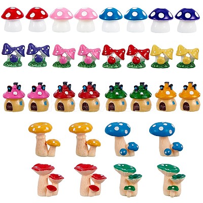 32Pcs 16 Style 3D Mushroom Resin Display Ornaments DJEW-SZ0001-06-1