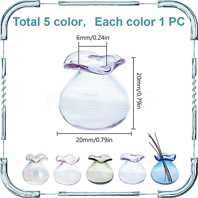 5Pcs 5 Colors Glass Vase Mini Model DIY-DR0001-79A-1