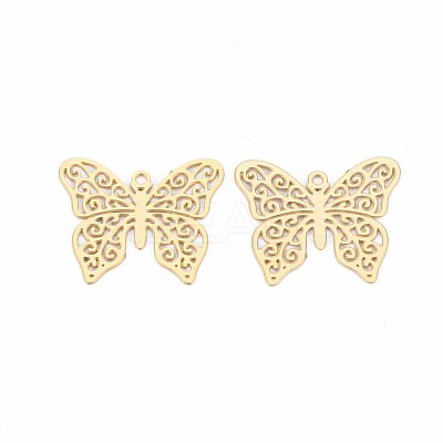 Rack Plating 201 Stainless Steel Filigree Pendants STAS-T057-32G-1