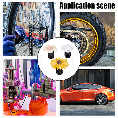 12Pcs 3 Styles Resin Flower Shell & Aluminium Alloy Tire Valve Stem Caps HJEW-NB00307-1
