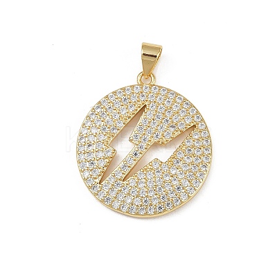 Brass Micro Pave Cubic Zirconia Pendants KK-S528-03G-1
