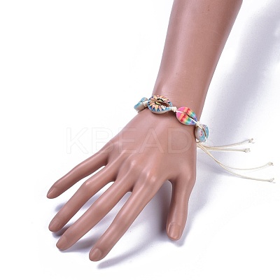 Adjustable Printed Cowrie Shell Braided Bead Bracelets BJEW-JB04273-1