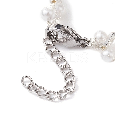 Imitated Pearl Acrylic & Glass Beaded Bracelets with 304 Stainless Steel Lobster Claw Clasps for Women BJEW-JB10199-02-1