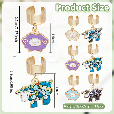 12Pcs 6 Style Alloy Enamel Stethoscope Pendant Decorations HJEW-OC00170-1