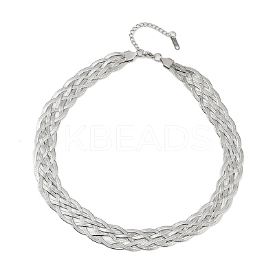 201 Stainless Steel Mesh Chain Necklaces NJEW-H085-01P-1