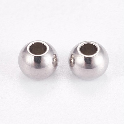 Tarnish Resistant 304 Stainless Steel Smooth Round Spacer Beads STAS-M006-01C-1
