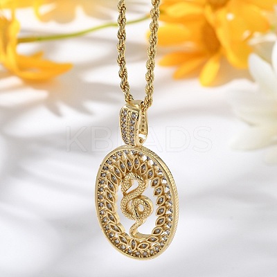 Brass Cubic Zirconia Pendant Necklaces for Women NJEW-U034-02B-G-1