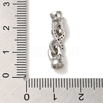 Rack Plating Brass Pave Clear Cubic Zirconia Fold Over Clasps KK-M285-31A-01P-1