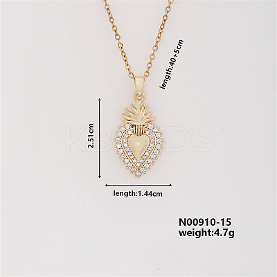 Elegan Brass Micro Pave Cubic Zirconia Heart Pendant Necklace for Women YM2366-3-1