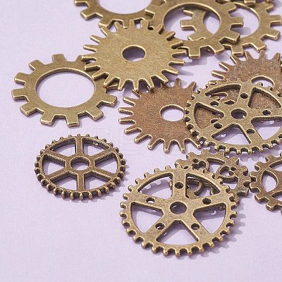 20Pcs Metal Alloy Steampunk Gear Charms Connectors Cog Pendants TIBEP-FS0001-04AB-1