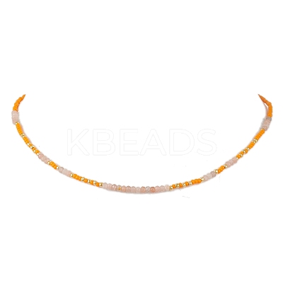 Bohemian Style Natural Sunstone Beaded Necklaces NJEW-JN04658-03-1