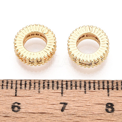 Brass Micro Pave Clear Cubic Zirconia European Beads KK-N275-09G-1