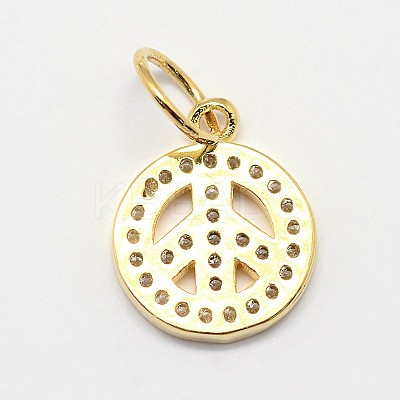 CZ Brass Micro Pave Cubic Zirconia Peace Sign Charms ZIRC-L018-05-1