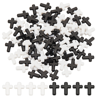 100Pcs 2 Colors Opaque Acrylic Beads SACR-LP0001-02-1