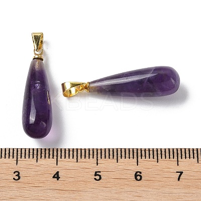 Natural Amethyst Teardrop Pendants G-Q005-03G-03-1