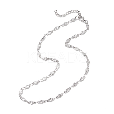 304 Stainless Steel Flower Link Chain Necklaces for Women NJEW-JN05587-1