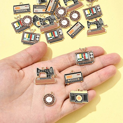 25Pcs 5 Styles Alloy Enamel Pendants ENAM-FS0003-14-1