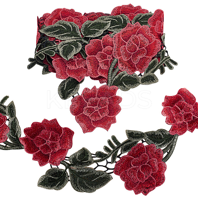 2 Yards Polyester Embroidery Rose Lace Ribbon OCOR-PH0002-84-1