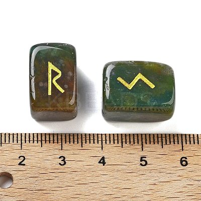 Rectangle Natural Indian Agate Rune Stones G-Z059-01H-1