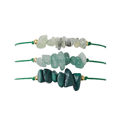 3Pcs 3 Styles Gemstone Braided Bead Bracelets BJEW-JB11146-04-1