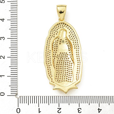 Virgin Mary Theme Rack Plating Brass Micro Pave Clear Cubic Zirconia Pendants KK-Z067-06G-06-1
