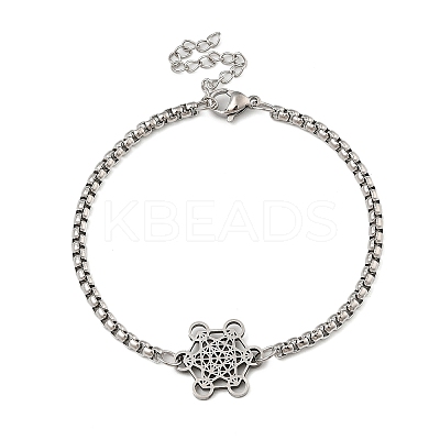 201 Stainless Steel Popcorn Chain Bangles for Women BJEW-M044-02P-1