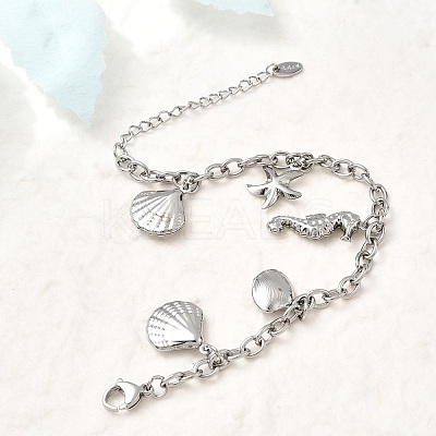 304 Stainless Steel Charm Bracelets BJEW-P368-08A-P-1