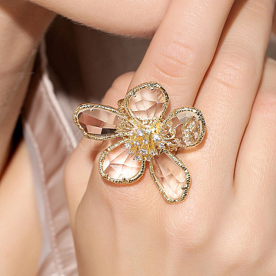 Alloy & Rhinestone/Synthetic Quartz Cuff Rings FS-WGD97BC-03-1
