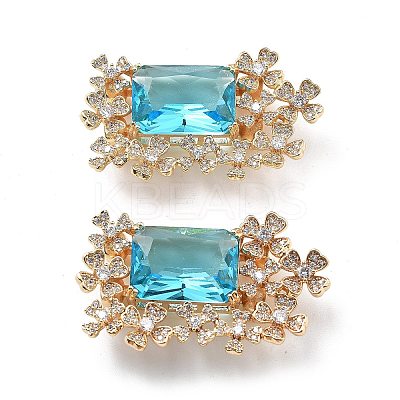 Brass & Cubic Zirconia & Glass Watch Band Clasps KK-G523-01G-1