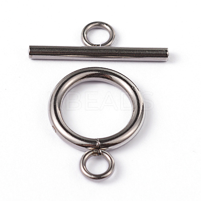 Tarnish Resistant 304 Stainless Steel Ring Toggle Clasps STAS-L176-12P-1