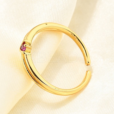 Brass Micro Pave Cubic Zirconia Cuff Rings for Women RJEW-H247-34G-02-1