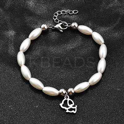 304 Stainless Steel Dog Charm Bracelets for Women BJEW-C098-10P-1