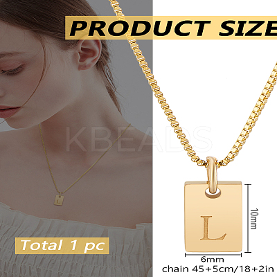 1Pc Stainless Steel Letter Rectangle Pendant Necklaces NJEW-LP0001-34L-G-1