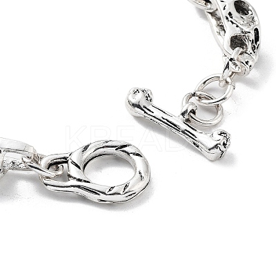 Retro Alloy Skull Link Chains Bracelets for Women Men BJEW-L684-003AS-1