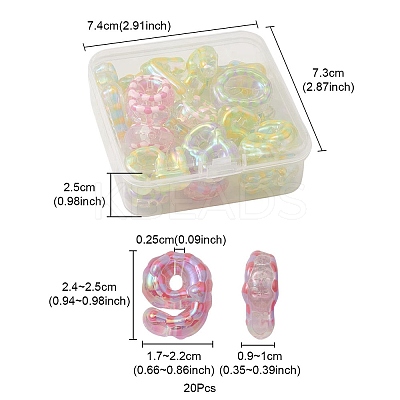 20Pcs UV Plating Transparent Acrylic Beads OACR-YW0001-58-1