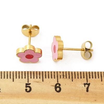 304 Stainless Steel Enamel Stud Earrings STAS-E502-01G-02-1