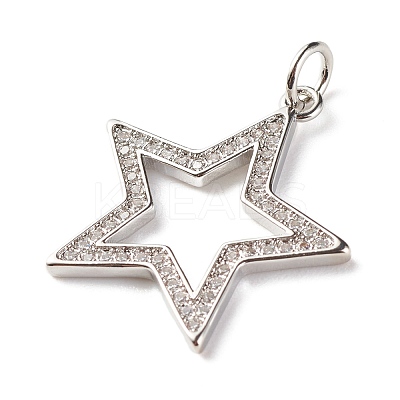 Brass Micro Pave Clear Cubic Zirconia Pendants ZIRC-P094-03P-RS-1
