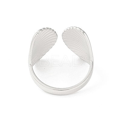 304 Stainless Steel Shell Shape Open Cuff Rings RJEW-S418-01P-1