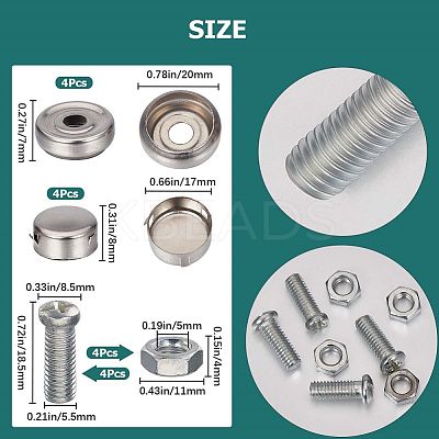 2 Sets 201 Stainless Steel Motor Vehicle License Plate Screws and Caps FIND-GF0004-68-1