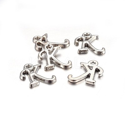 Platinum Plated Alloy Letter Pendants PALLOY-J718-01P-K-1