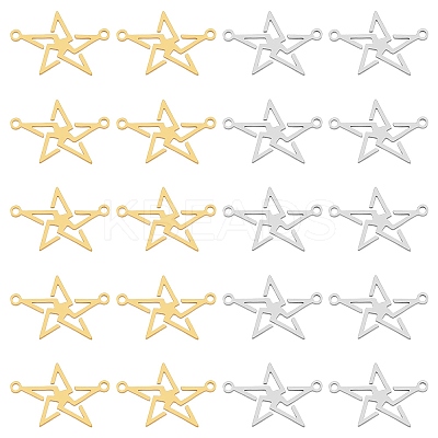 20pcs 2 Colors 201 Stainless Steel Connector Charms STAS-DC0009-25-1