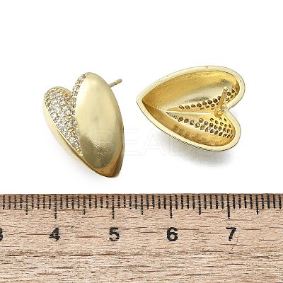 Brass Micro Pave Clear Cubic Zirconia Stud Earrings for Women EJEW-F363-06G-1