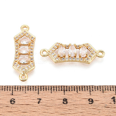 Brass Pave Clear Cubic Zirconia Links/Connector Charms KK-T077-68G-1