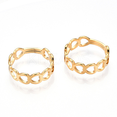 Ion Plating(IP) 304 Stainless Steel Hollow Out Heart Adjustable Ring for Women RJEW-T027-11G-1